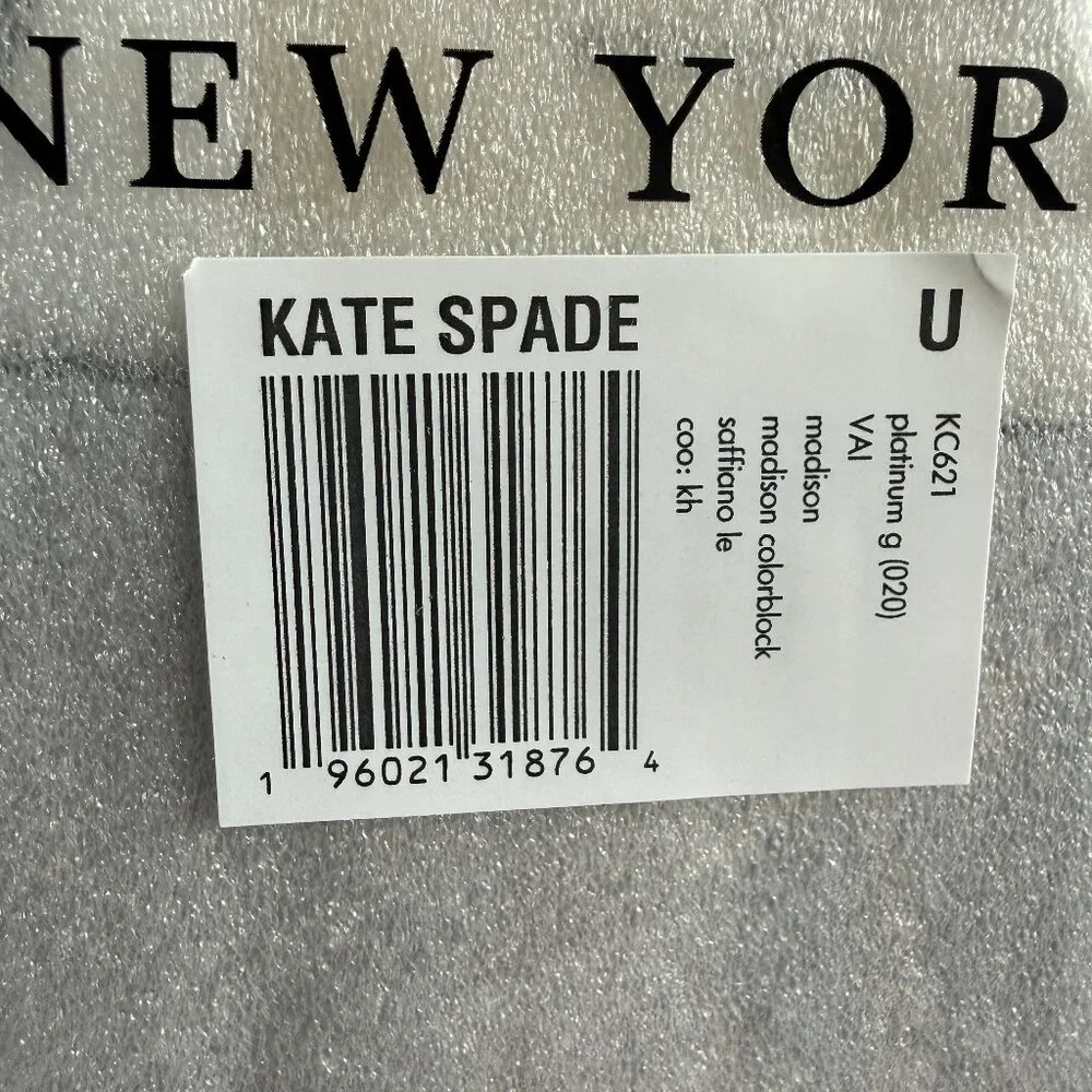 Kate Spade Madison Colorblock Saffiano Leather Medium‎ Satchel (Platinum Grey)